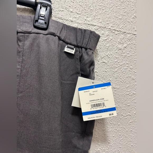 Anne Klein Dark Grey Pull On Linen Blend Cropped Pants NWT Size XL - Picture 2 of 8